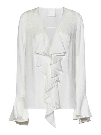 Givenchy Long-Sleeved White Silk Crpon Blouse