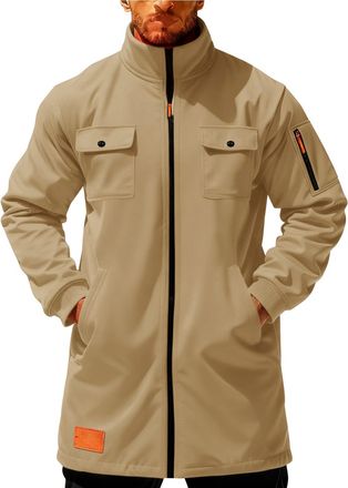 Generic Mens Black Long Parka Jacket with Multiple Pockets, High Collar Coats, Waterproof Windproof Coat for Winter Outdoor Activities (Rose Gold, XL)