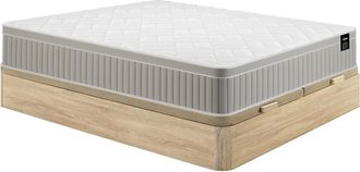 Vente-Unique Conjunto 180 x 200 cm somier con arc&oacute;n natural claro + colch&oacute;n de espuma y gel con memoria de forma 7 zonas esp. 22cm - SOMIRA de YSM&Eacute;E