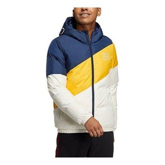 adidas Mens adidas neo Colorblock Sports Stay Warm Hooded With Down Feather College Navy Blue Jacket H45267
