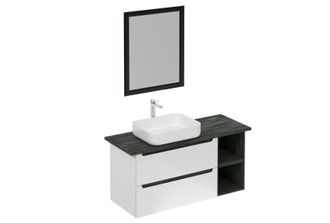 Puma Naturel - Conjunto De Mueble De Ba&ntilde;o Con Lavabo, Incluye Grifo, Ca&ntilde;o Y Sif&oacute;n Stilla, Blanco Brillante (ksetstilla002)