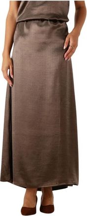 Notre-V Bruine Midirok voor Herfst/Winter Stijl - Dames - Maxi Rokken - Bruin - M - Polyester - Rokken