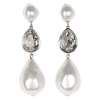 Self Portrait Pareldrop Oorbellen - Dames - Oorbellen - Grijs - ONE Size - Accessoires