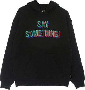 Iuter Zwarte Say Something Hoodie Lange Mouw - Heren - Hoodies - Zwart - L - Katoen - Hoodies & sweatvesten