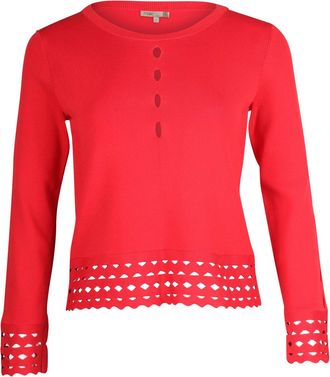 Maje Laser Cut Blouse in Red Viscose