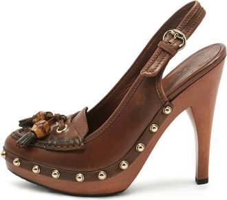 Gucci Pumps in pelle con cinturino posteriore - Marrone