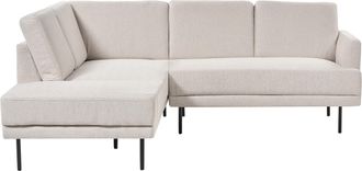 Beliani Sof&aacute; Esquinero Moderno Tapizado Derecho 4 Plazas Patas De Metal Respaldo Acolchado Minimalista Tela Beige Claro Breda