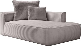 Vente-Unique Chaise longue derecha de pana gruesa en color gris claro PINETA
