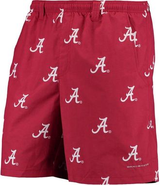 Columbia Mens Columbia PFG Crimson Alabama Crimson Tide Backcast II 8 Omni-Shade Hybrid Shorts at Nordstrom, Size Medium