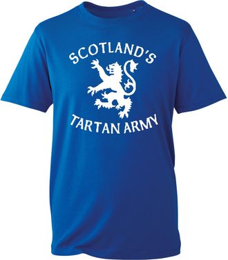 Generic Scotland Tartan Army T-Shirt, Brave Lion Crest Football Fan Top, National Team Supporter Tee UK 2025 (Royal, 3XL Years)