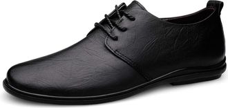 Generic Oxford Dress Shoes for Men Lace Up Round Toe Leather Derby Shoes Rubber Sole Non Slip Resistant Anti-Slip Wedding(Black,7.5 UK)