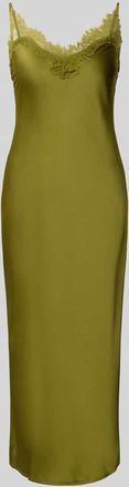 Mango Midikleid aus Satin mit Spitzenbesatz Modell EASY in Oliv, Gr&ouml;&szlig;e XL
