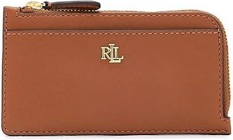 Lauren Ralph Lauren Leather L-zip Card Case Wallet Handbags Lauren Tan, Leather/Polyester