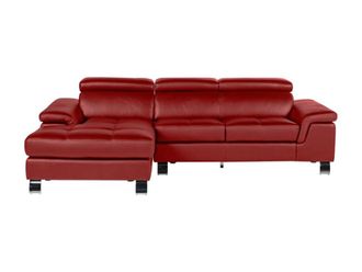 VENTE-UNIQUE.COM Sof&aacute; rinconera piel 4 plazas rojo 260x167cm