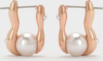 Charles & Keith Corrine Pearl Sculptural Drop Earrings