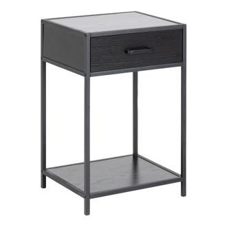 Furniture To Go Seaford Bedside Table with 1 Drawer in Black