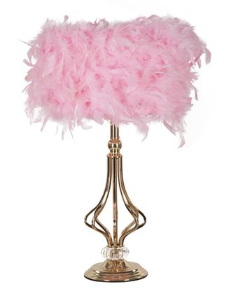 Mauro Ferretti L&aacute;mpara de mesa con plumas rosa cm &oslash; 25x54
