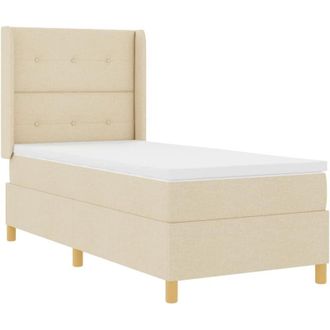 vidaXL Box Spring Bed with Mattress Cream 90 x 190 cm Fabric vidaXL