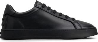 Tod's Zwarte Leren Sneakers Veters Ronde Neus - Heren - Sneakers - Zwart - 42 EU - Schoenen