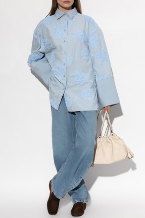 Rotate Shirt With Floral Motif, Womens, Blue