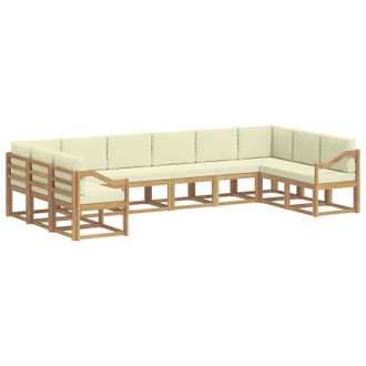 vidaXL Conjunto De Sof&aacute;s De Exterior Con Coj&iacute;n 10 Pcs Blanco Y Crema Vidaxl