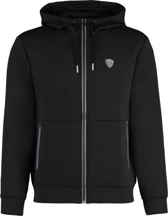 Emporio Armani Hoodie met ritssluiting en zakken - Heren - Vesten met rits - Zwart - 2XL - Polyester - Hoodies & sweatvesten