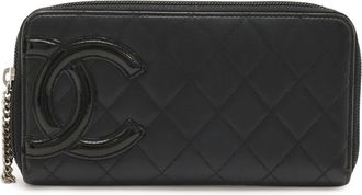 Chanel Black Pink Cambon Ligne Leather Long Wallet (Bi-Fold) (Pre-Owned)