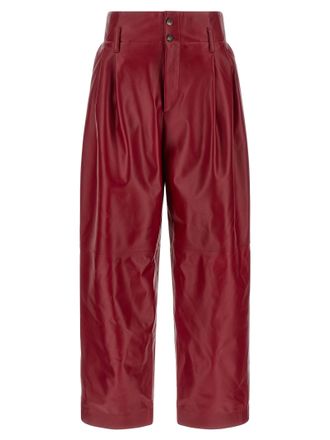 Alberta Ferretti Red Leather Womens Pants