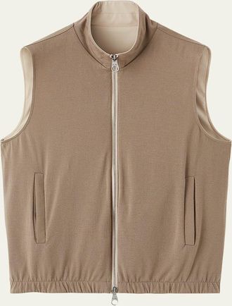 Loro Piana Mens Microfiber/Wool Reversible Zip Vest
