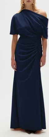 Amsale Pebble Crepe Slouch Dress in Navy at Nordstrom, Size 4