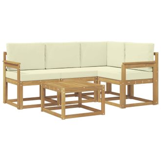 vidaXL Conjunto De Sof&aacute;s De Exterior Con Coj&iacute;n 5 Pcs Blanco Y Crema Vidaxl