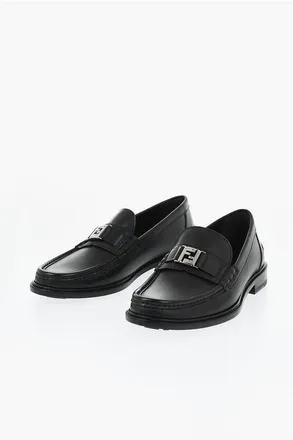 Fendi Leather Loafers with Monogram Buckle size 40