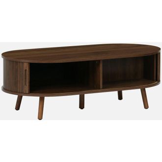 Sweeek Tavolino scandinavo effetto legno scanalato 2 porte scorrevoli