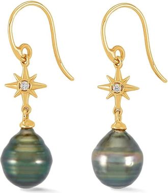 Dower & Hall Orecchini North Star in oro giallo 14 carati con diamante