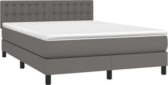 vidaXL Cama Box Spring Colch&oacute;n Y Led Cuero Sint&eacute;tico Gris 140x200 Cm Vidaxl