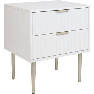 Beliani Comodino mdf bianco con 2 cassetti portaoggetti Gambe in metallo Soho