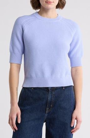 French Connection Lily Mozart Short Sleeve Cotton Sweater in Bluebell at Nordstrom Rack, Size X-Large