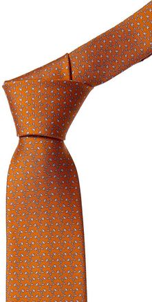 Ferragamo Orange Lamps Silk Tie