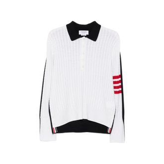 Thom Browne 4-Bar Cable-knit Polo Shirt