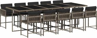 vidaXL Set De Comedor De Jard&iacute;n 11 Pzas Y Cojines Rat&aacute;n Sint&eacute;tico Gris Vidaxl