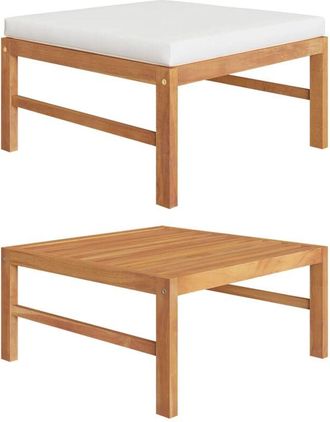 vidaXL Reposapi&eacute;s Con Coj&iacute;n Crema Madera Maciza De Teca Vidaxl