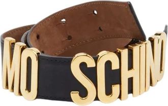 Moschino Riem van leer met logo - Dames - Vintage Accessoires - Zwart - ONE Size - Leer - Vintage