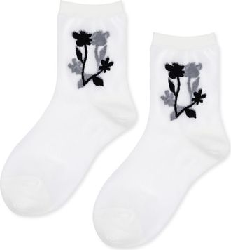 Hansel From Basel Shadowplay Sheer Quarter Socks in White at Nordstrom