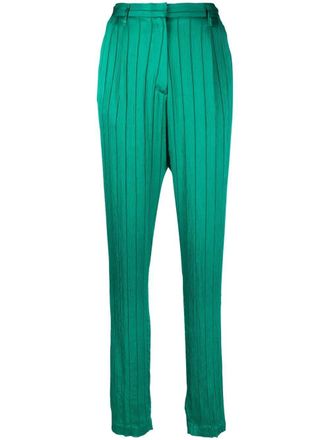 Forte_Forte striped high-waisted trousers - Green