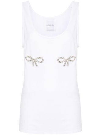 LouLou crystal-bows tank top - White