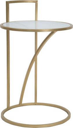 Mauro Ferretti Mesa auxiliar de metal dorado con tapa de cristal blanco ø cm 38x61