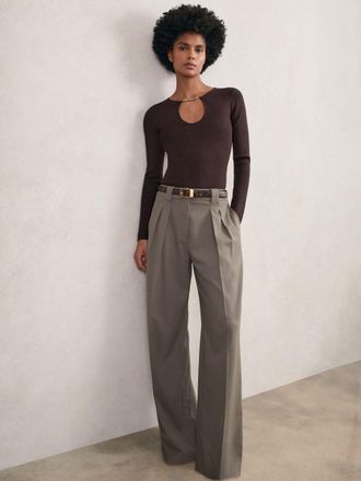 Reiss Plum Chain-detail Keyhole Knit Top, XS