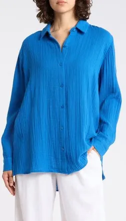 Eileen Fisher Classic Collar Button-Up Shirt in Bluebird at Nordstrom Rack, Size Xx-Small
