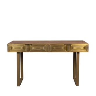 Dutchbone Consola de madera de mango y lat&oacute;n envejecido