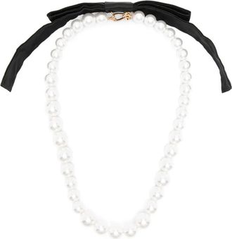 Vivetta bow pearl necklace - women - Polymethyl Methacrylate/Brass - One Size - Black